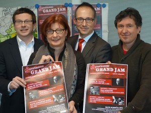 Vorstellung des neuen Grand Jam-Konzepts (v.l.): Holger Lachmann, Kulturreferentin Simone Schmidt-Apel, Michael Krause und Oliver Geselbracht.