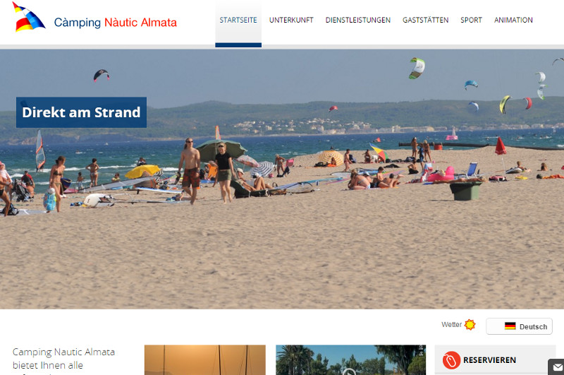 Ausschnit aus der Homepage der Anlage "Nautic Almata" an der Costa Brava.
