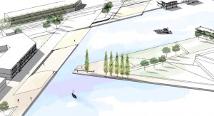 Projektskizze Wasserstadt: So könnte der Eingangsbereich vom Wendebecken am Datteln-Hann-Kanal in den Adensee aussehen.