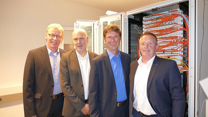 Präsentierten die neue IT-Firma "Provion" (v.l.): Bernd Kerkhoff (Leiter IT Stadtwerke Unna), Jochen Baudrexl, Jürgen Schäpermeier und Bernhard Sarbeck (Leiter IT GSW).