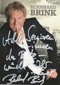 Bernhard Brink: Autogramm mit Gruß an die Senioren und Seniorinnen im Kreis Unna.